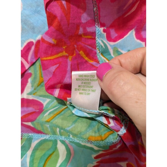 Lilly Pulitzer Women's Floral Blouse V-Neck w/ Embellishments Lagenlook Size XS - Picture 7 of 10